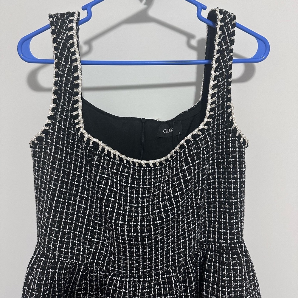 CIDER Tweed U-Neckline Solid Mini Dress - Picture 5 of 8